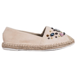 Gogo Espadrilles mit Kristallen beige