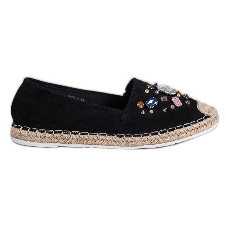 Gogo Espadrilles mit Kristallen schwarz