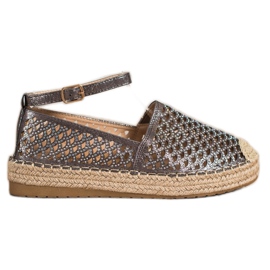 Gogo Durchbrochene Espadrilles mit Schnalle braun