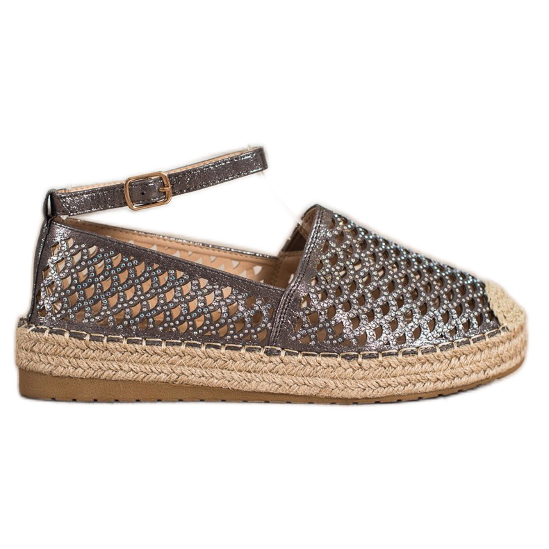 Gogo Durchbrochene Espadrilles mit Schnalle braun