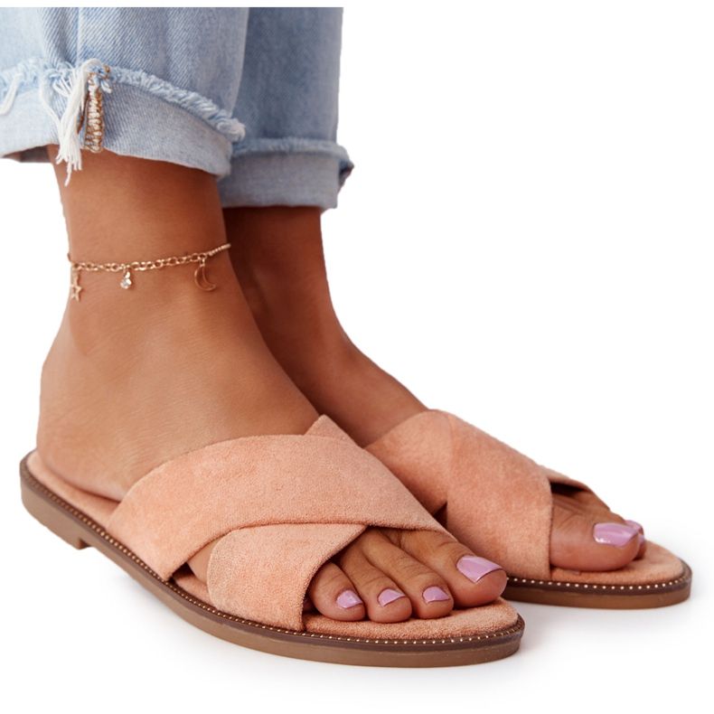 Damen Hausschuhe Edesa Pfirsich Velours orange