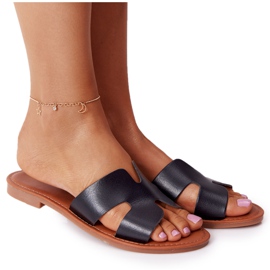 Schwarze Lederhausschuhe für Damen Seres