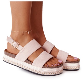 Wildledersandalen auf der rosa Olimpia-Plattform