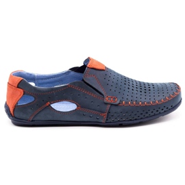 Olivier Herrenschuhe Loafer 901 marineblau mit rot