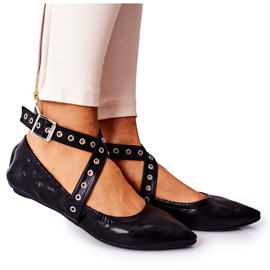 Gefaltete Lu Boo Schwarze Ballerinas aus Leder