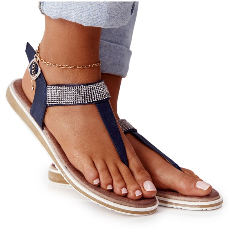 S.Barski Sandalen Flip-Flops mit Zirkonia S. Barski 701-12 Navy Blue braun navy blau
