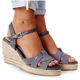 Leder Keilsandalen Big Star HH274378 Silber grau