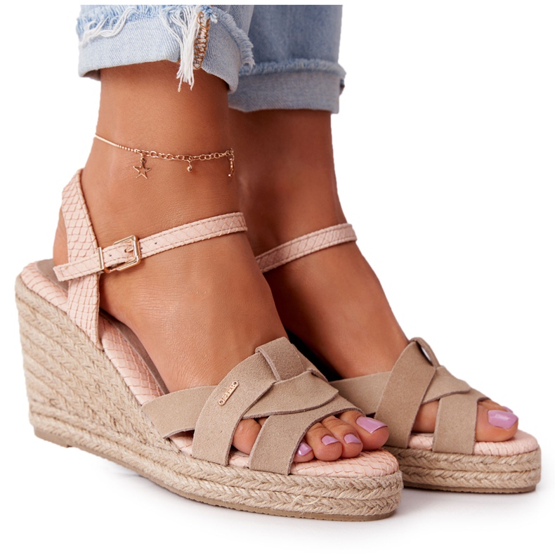 Keilsandalen aus Leder Big Star HH274380 Beige