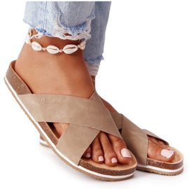 Leder Hausschuhe Big Star HH274593 Beige