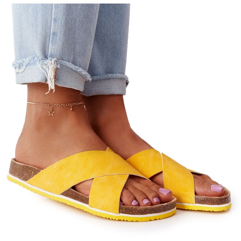 Leder Hausschuhe Big Star HH274596 Gelb