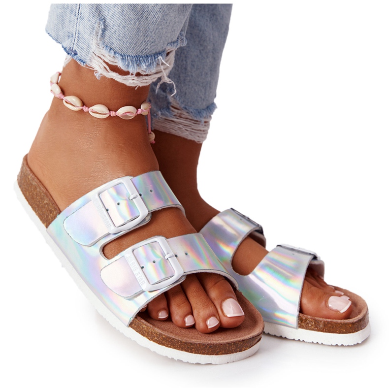 Leder Hausschuhe Big Star HH274895 Silber silber-