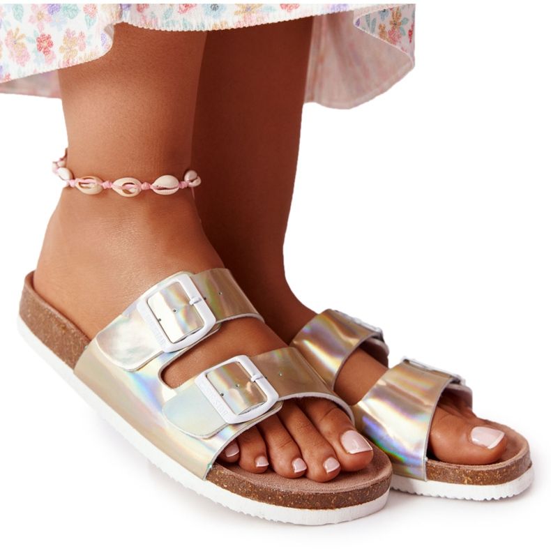 Profilierte Hausschuhe aus Leder Big Star HH274896 Golden