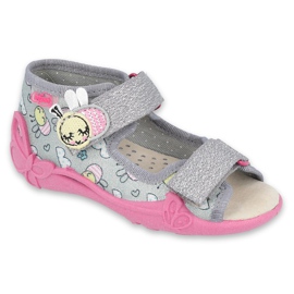 Befado gelbe Kinderschuhe 342P027 rosa grau