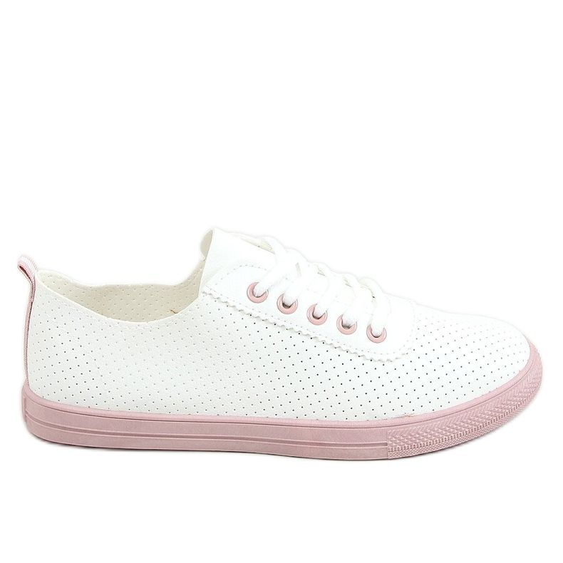 Damen-Sneaker zum Schnüren, weiß und rosa LA44 Pink