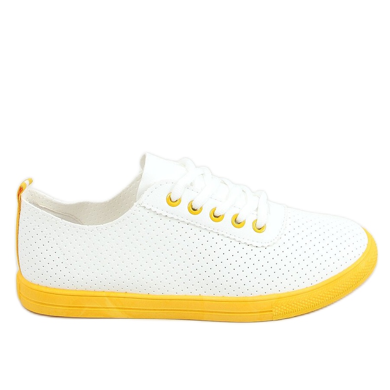 Damen-Sneaker zum Schnüren, weiß und gelb LA44 Yellow