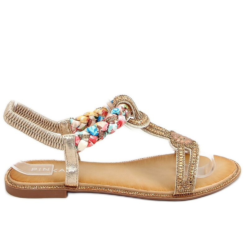 Sandalen mit goldenen Zirkonias JN11-10 Gold
