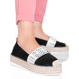 Schwarze Espadrilles mit Cher-Steinen