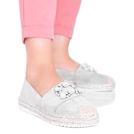 Graue Espadrilles verziert mit Cuban Vibe Steinen