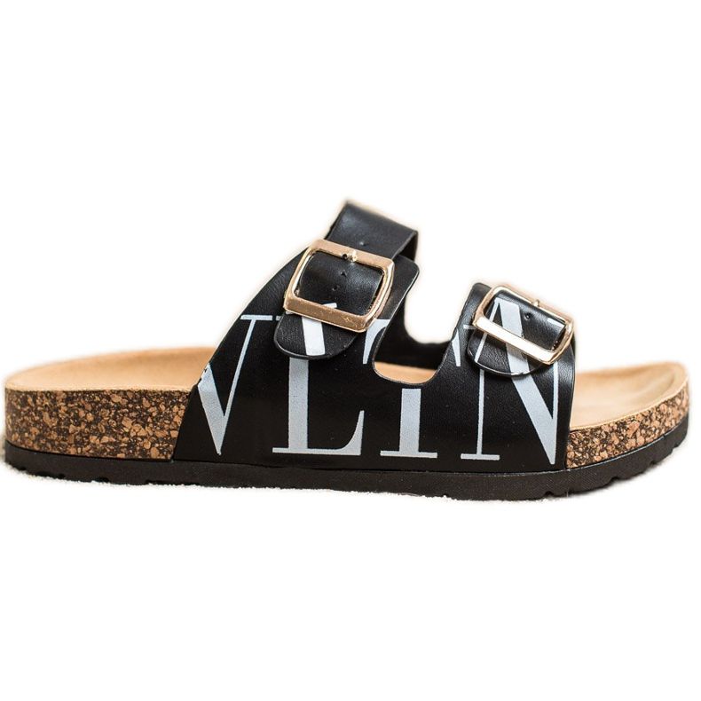 SHELOVET Bequeme Hausschuhe aus Öko-Leder schwarz