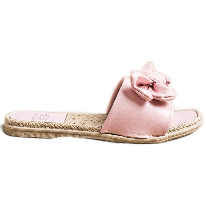 Small Swan Hausschuhe aus Öko-Leder mit Schleife rosa