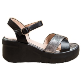 Small Swan Keilsandalen schwarz grau