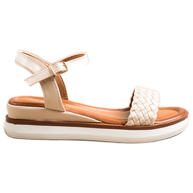 SHELOVET Bequeme Sandalen auf niedrigem Keil beige