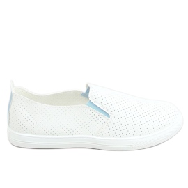 Weiße LA45 Blaue Slip-On-Sneakers