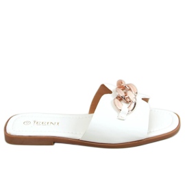 Weiß 377 Weiße Hausschuhe mit Kette