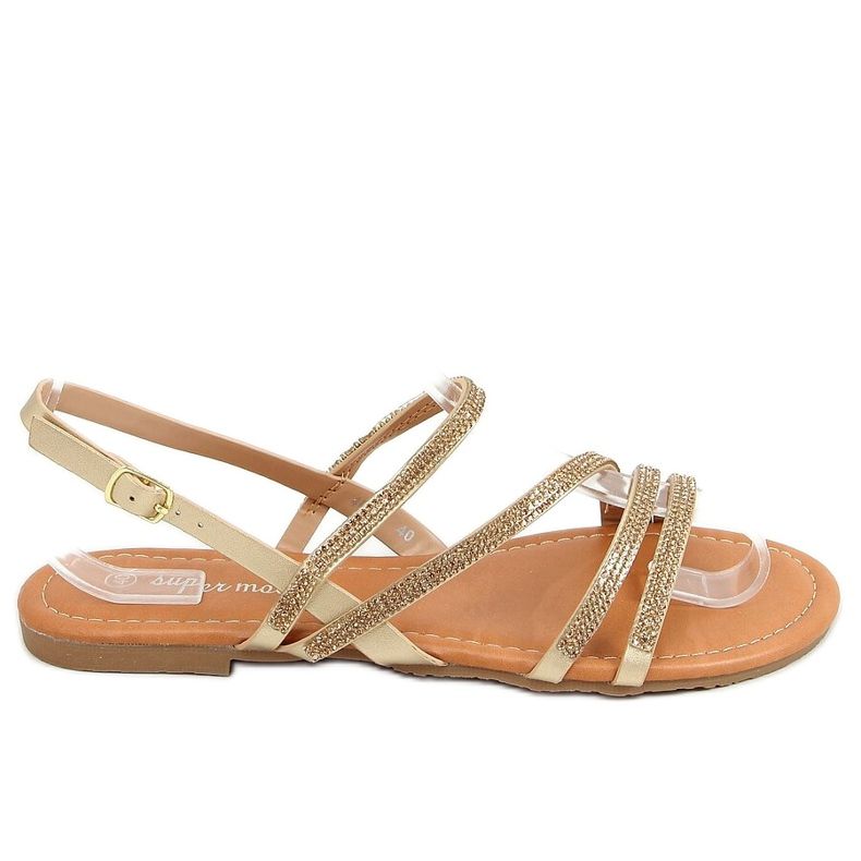 Sandalen mit goldenen Zirkonias 4046 Gold