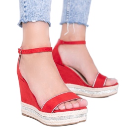 Rote Keilsandalen mit Sun Sparrow Zirkonia