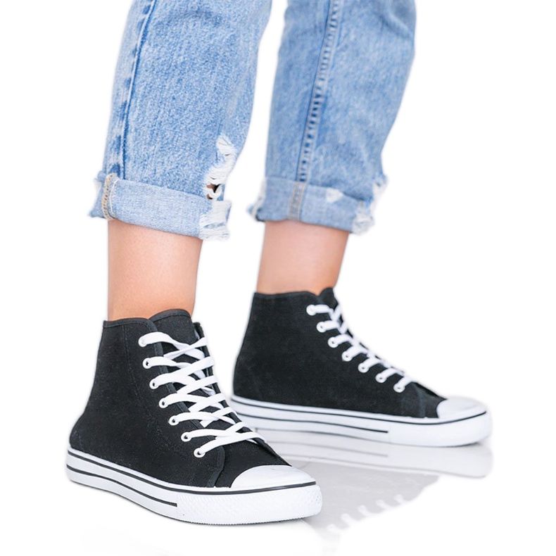 Schwarze Damen Sneaker Gampa Knöchel