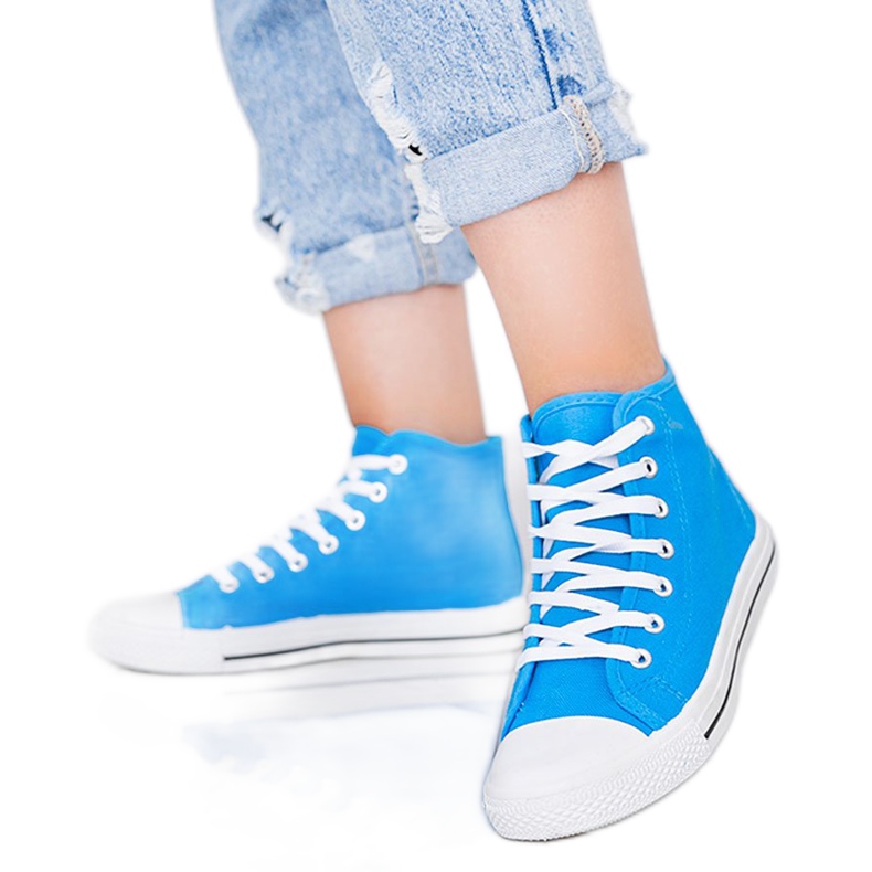 Weiße Sneakers für Damen Gampa Knöchel blau