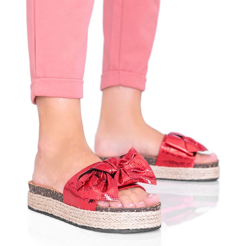 Columbia rote Hausschuhe mit Schleife