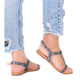 Igi schwarze holografische Damensandalen