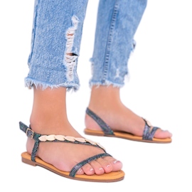 Holografische Sandalen für Damen von Black Moon schwarz