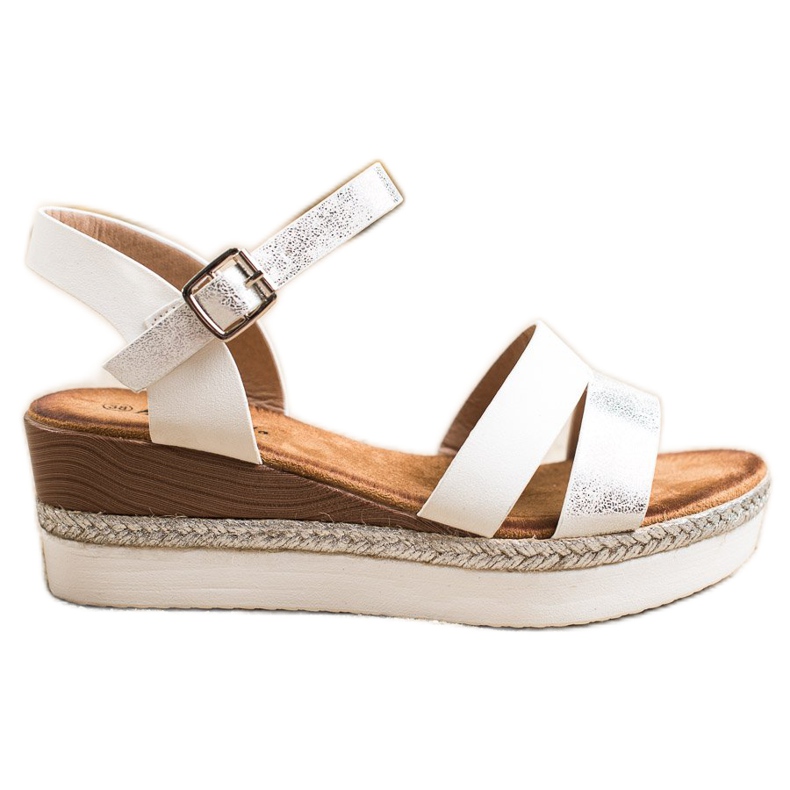 SHELOVET Leichte Sandalen auf Keilabsatz weiß silber-