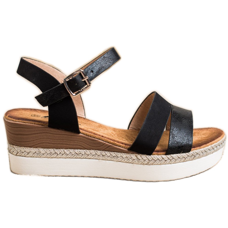 SHELOVET Leichte Sandalen auf Keilabsatz schwarz