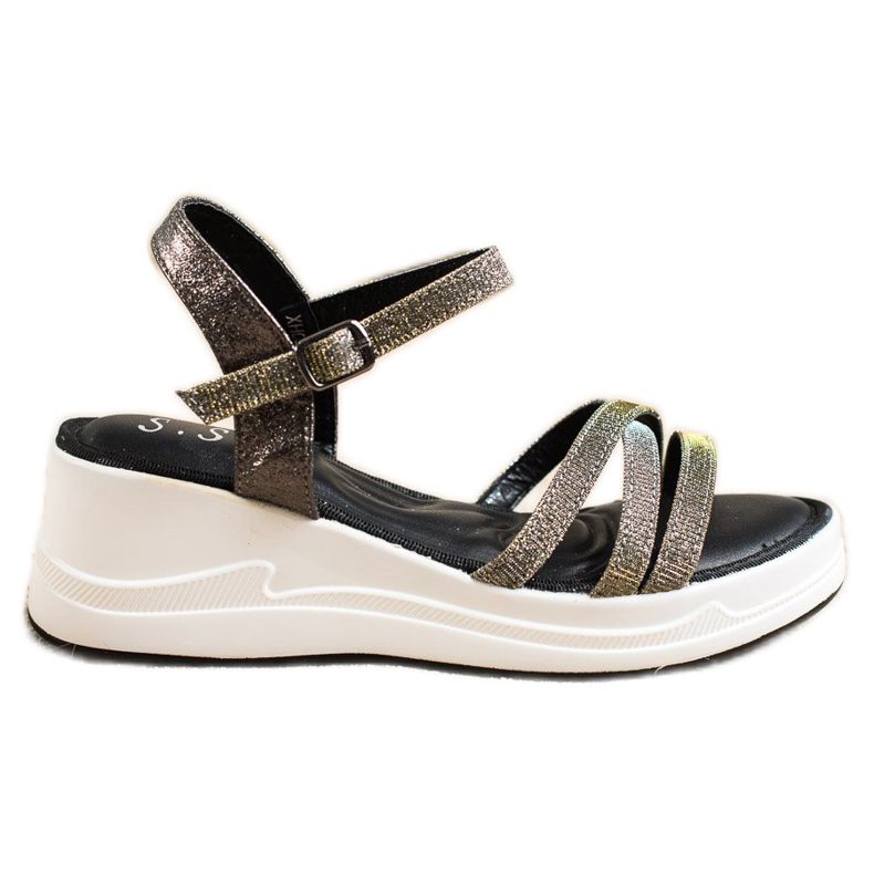 Small Swan Glitzer Sandalen auf Keil schwarz