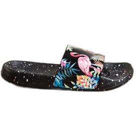 Bona Modische Flip-Flops mit Flamingo schwarz mehrfarbig