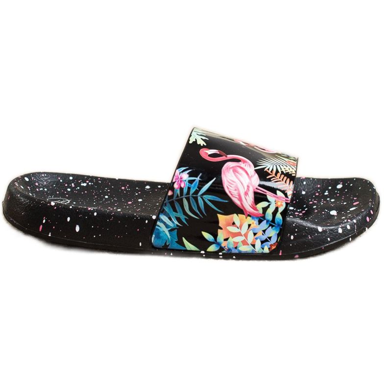 Bona Modische Flip-Flops mit Flamingo schwarz mehrfarbig