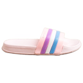 Bona Hausschuhe mit bunten Streifen rosa