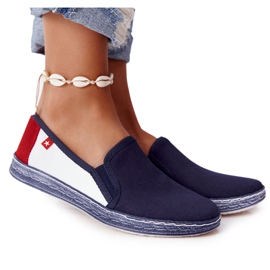 Damen Espadrilles Big Star HH276008 Marineblau-Weiß rot