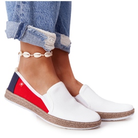 Damen Espadrilles Big Star HH276009 Weiß und Rot marineblau