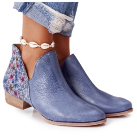 Maciejka Lederstiefel Marineblau mit Blumen 04091-64 mehrfarbig