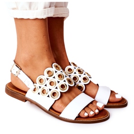 Lewski Shoes Leder Sandalen durchbrochen Lewski Schuhe 3042 Weiß