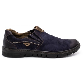 Joker Herren Leder Slipper 507J marineblau