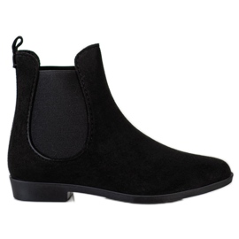 SHELOVET Schwarze Gummistiefel aus Wildleder