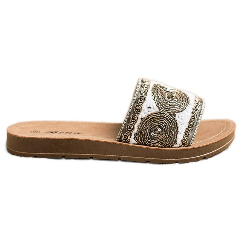 Bona Stilvolle Hausschuhe weiß grau