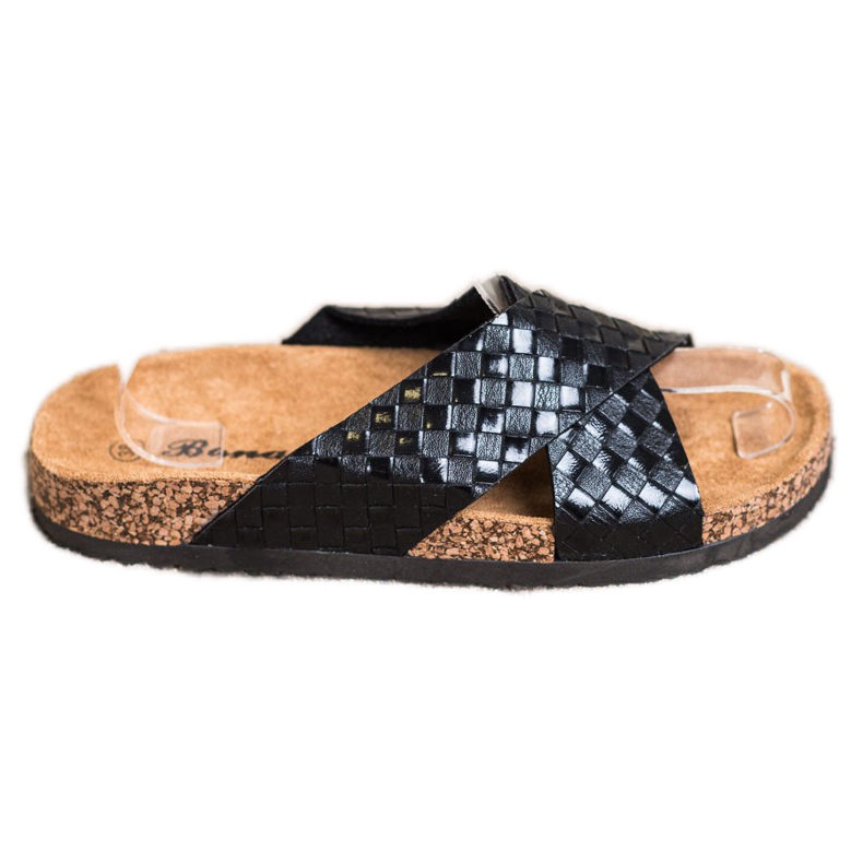 Bona Bequeme Hausschuhe aus Öko-Leder schwarz