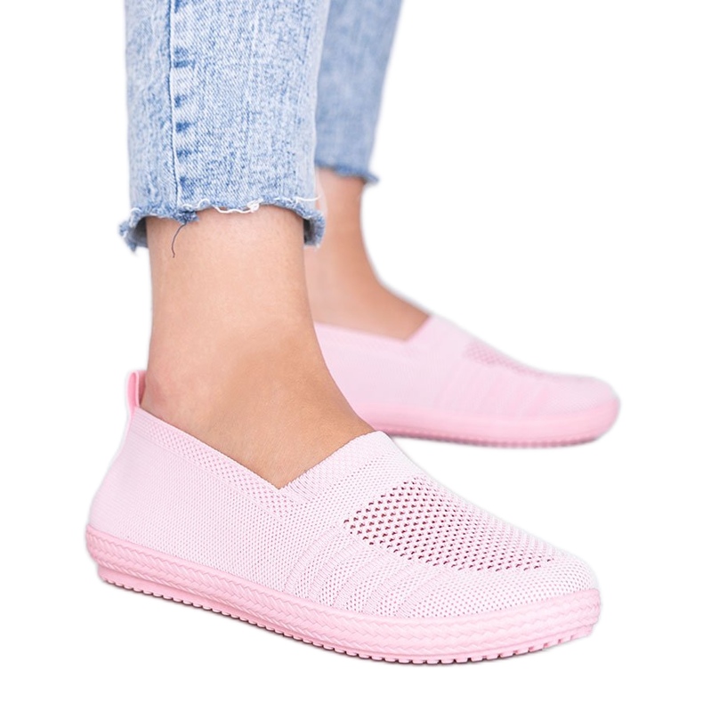Dunkelrosa Sneakers Slip On durchbrochen